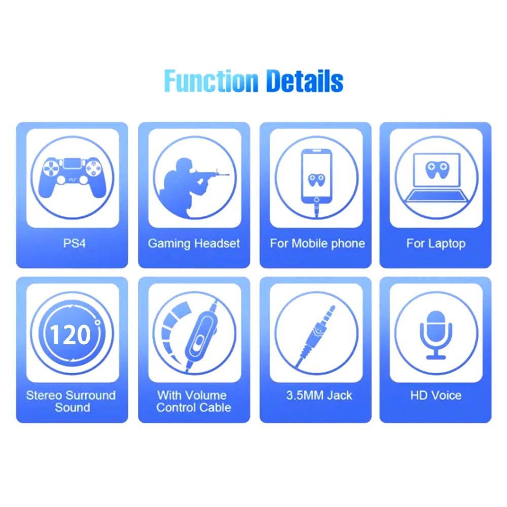 3.5mm Wired Headset with Noise Cancelling Microphone Headset for Playstation 4 PS4 Gaming Headset