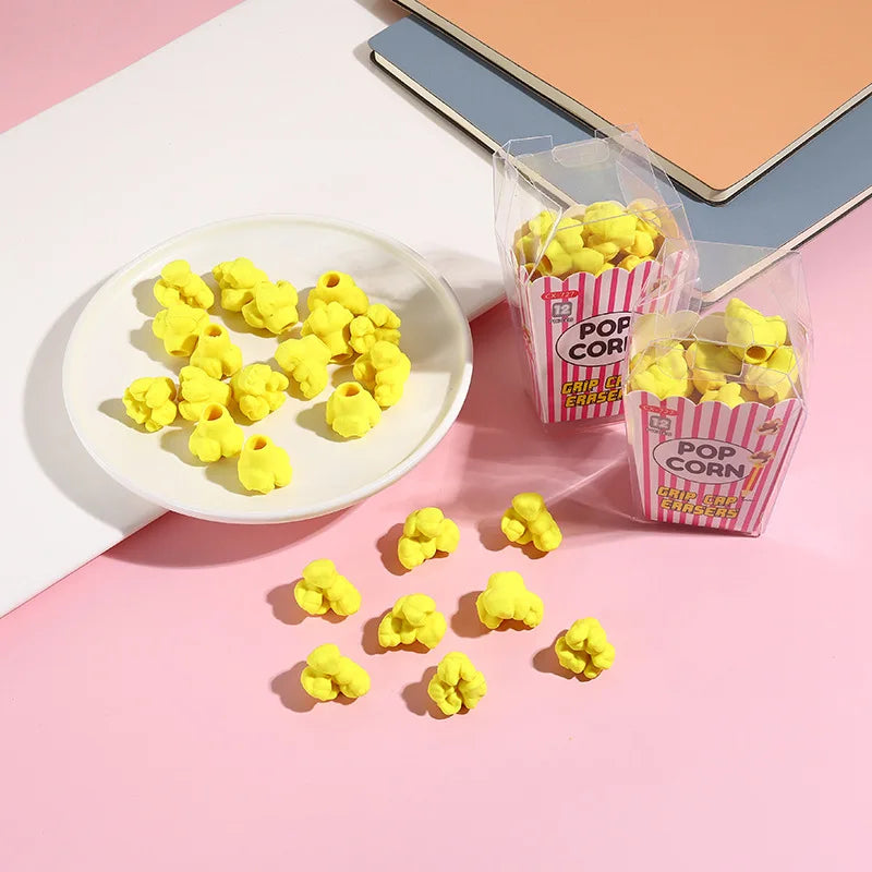 1PCS/16PCS Popcorn Boxed Eraser Student Supplies Gifts Cartoon Eraser Primary School Students Creative Kindergarten Stationery