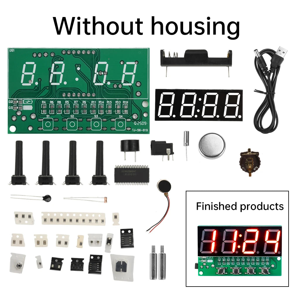 DIY Digital Clock Kit DC 5V Mini Weather Clock Soldering Practice Electronic Multifunctional DIY Alarm Clock Kit