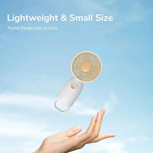 Mini Portable Fan Cute Handheld USB Rechargeable Battery Operated Lightweight Small Personal Fans with 3 Speeds for Outdoor