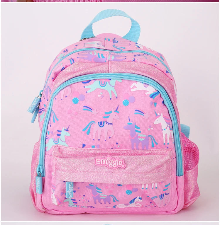 Australian Smiggle Backpack Pink And White Unicorn Student Stationery Backpack Lunch Bag Water Cup Student Gift