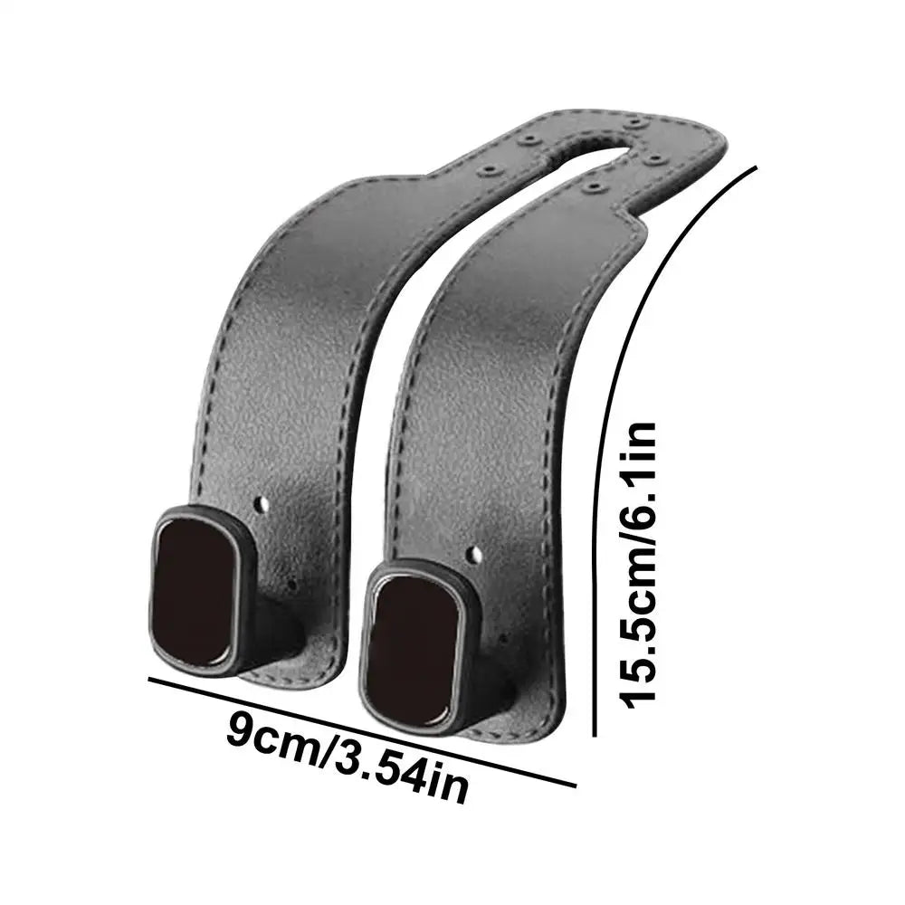 Car Seat Headrest Hooks 2 In 1 Soft Leather Car Seat Back Hook For Purse & Bag Backpack Double Hook Car Seat Hanger Accessories