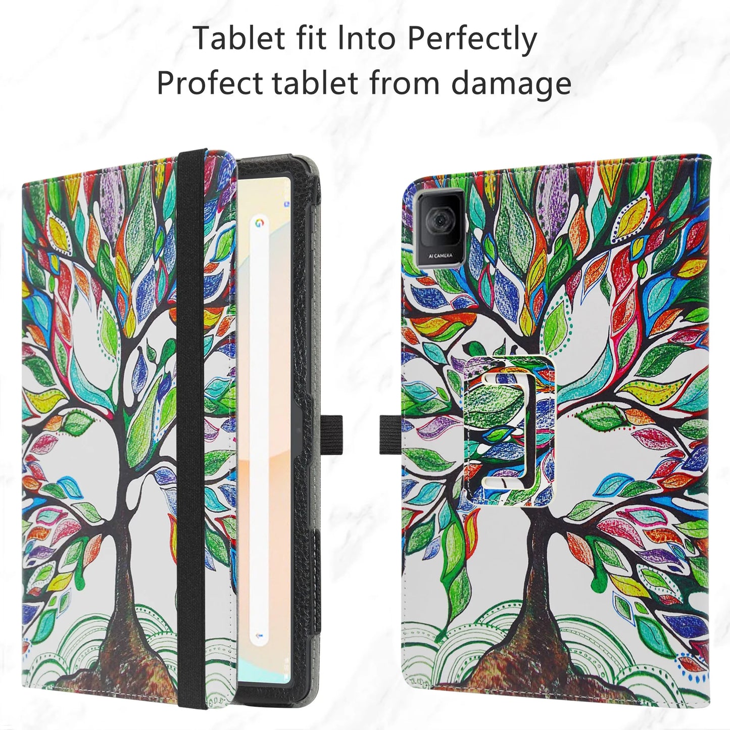 Tablet Case For 10.4" TCL TAB 10 Gen 2 / TECLAST T40Air Folding Stand PU Leather Cover with Elastic Closure