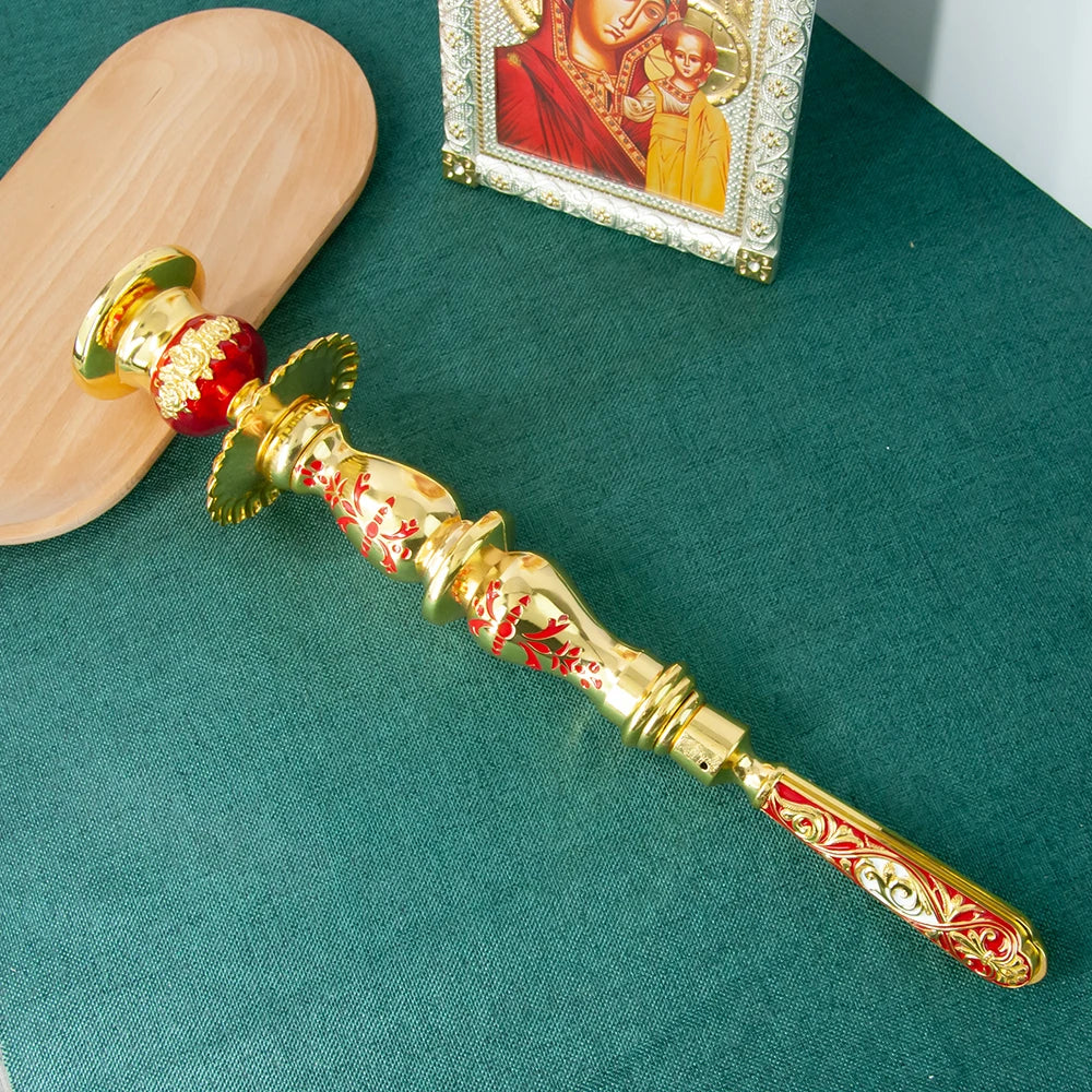 HT Religion Handhold Candle Holder Church Decor Single Candlestick Orthodox Church Supplies Religious Rituals Accessory