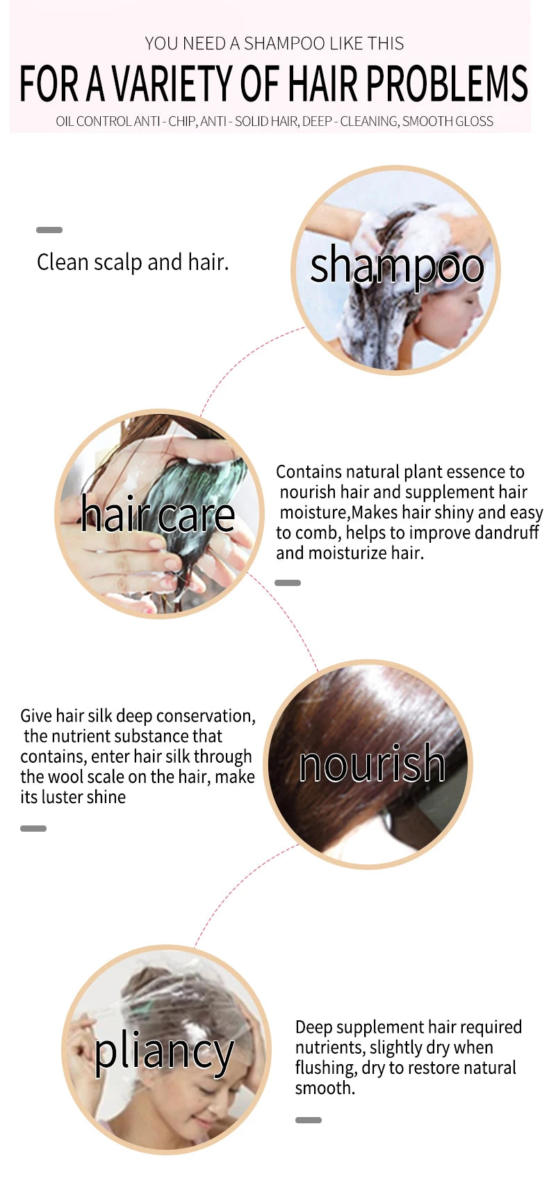 Lavender shampoo is refreshing, oil controlling, and smooth for hair, solving the problem of oily scalp without silicone oil res