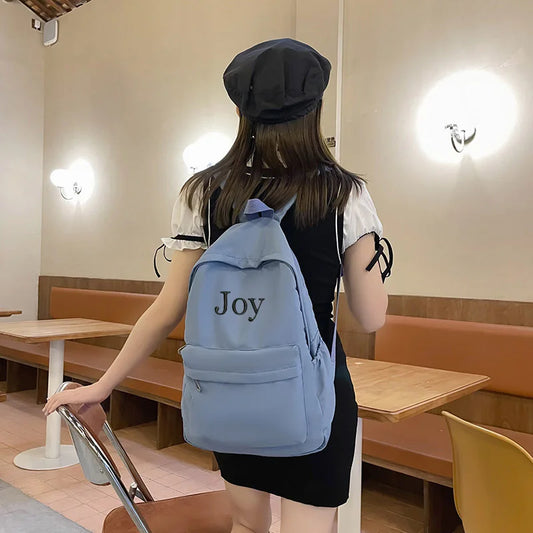 Customized New School Bags Personalized Name Embroidery Large Capacity Nylon Student Backpack Adult Children Travel Bags