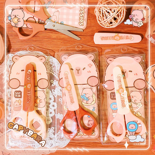 school supplies kawaii stationery scissors office supplies and school acsesories cute capybara mini scissors Pretty stationery