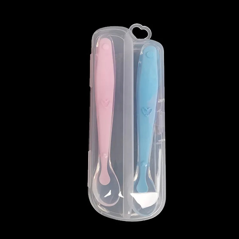 Baby Soft Silicone Feeding Spoon Dishes Tableware Candy Color Temperature Sensing Spoon Utensils Children Food Baby Feeding Tool