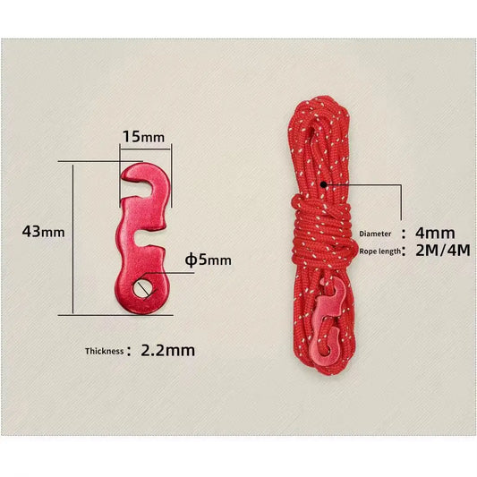 4 Outdoor Tent Ropes Reflective Ropes Canopy Ropes Reinforced Windproof Ropes with Buckles To Ensure Safety Camping Accessories