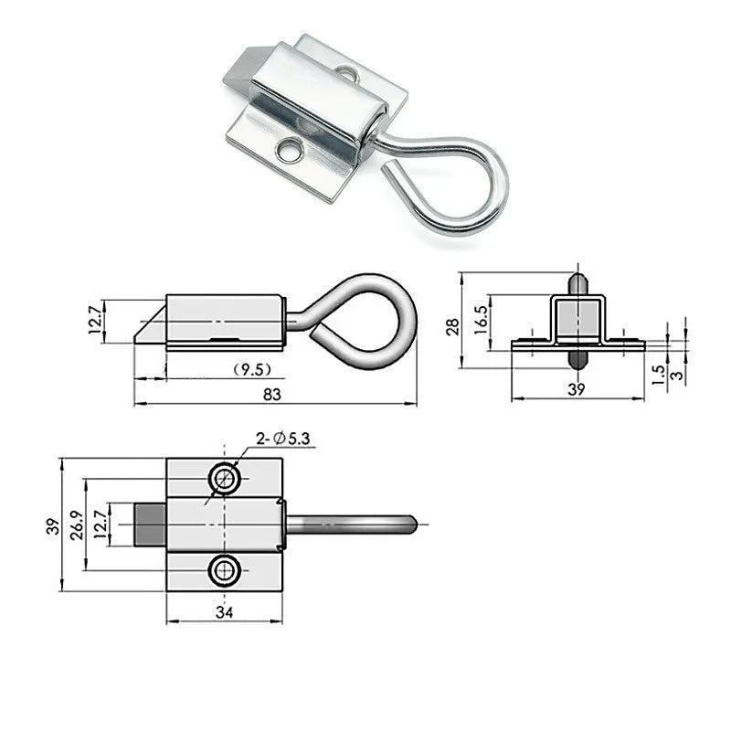 Window Gate Security Pull Ring Spring Bounce Door Bolt Anti-theft Latch Lock Carbon Steel Retractable Hasp Industrial Hardware