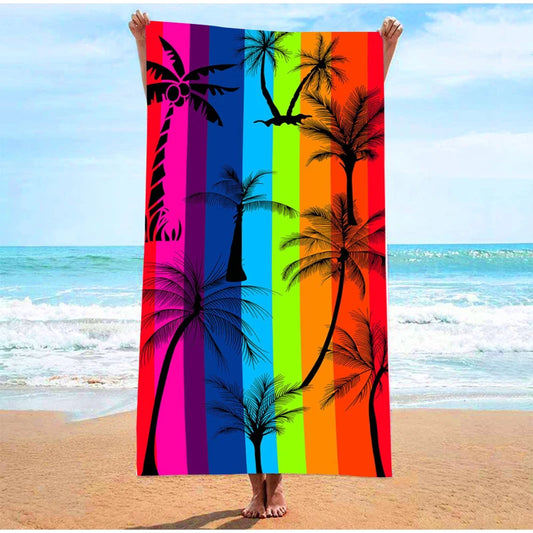 Oversized Rainbow Striped Beach Towel Vibrant Rainbow Colors Quick-Dry Microfiber Strong Wrap Design Beach & Pool Use Beach