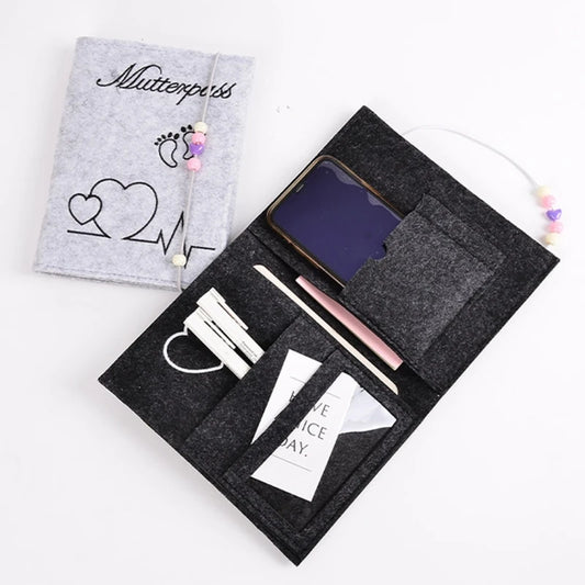 Maternity Log Protective Cover Handmade Felt German Passport Cover for Storing Hospital Vaccination Certificate Insurance Card