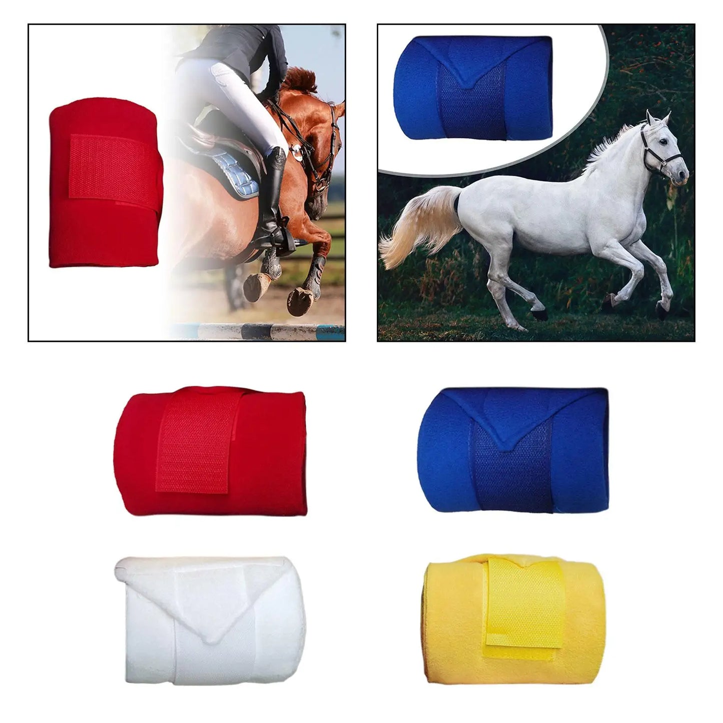 4 Pieces Horse Leg Wraps Leg Protection Wraps Horse Legging Wrap Fleece Bandages Leg Guards Leg Wraps for Race Training