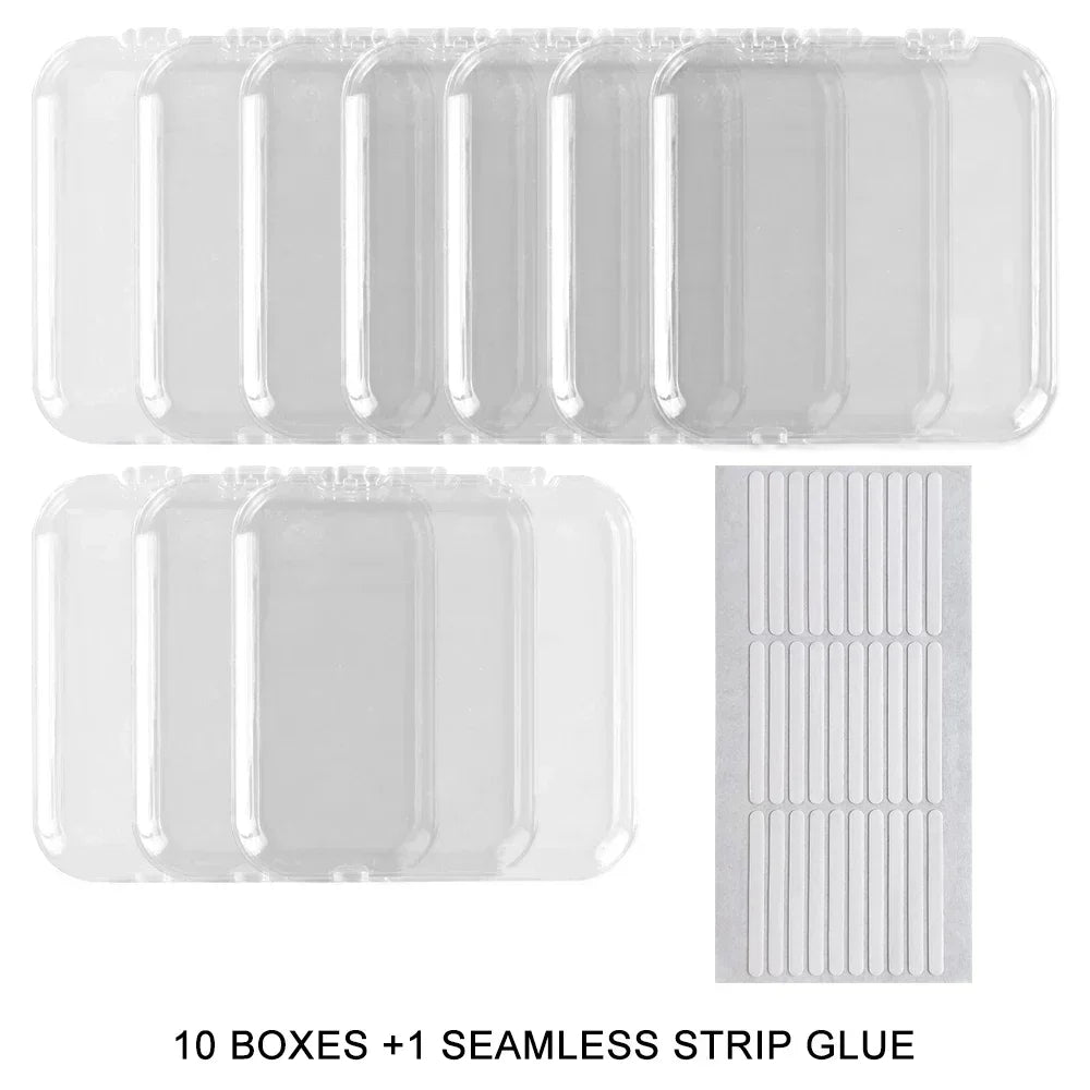 10PCS Press-On Nail Storage Acrylic Boxes with Adhesive Sheets Transparent Clear Nail Boxes Jewelry Storage Tool&Accessories
