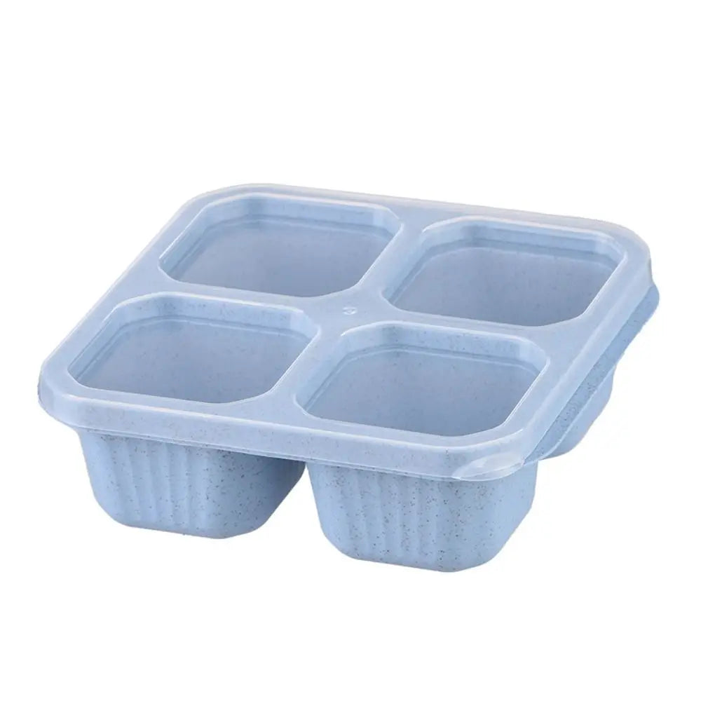 Reusable 4 Compartments Lunch Box Snack Dim Sum Nut Candy Box with Cover Wheat Straw Four Grid Snack Containers Meal Prep