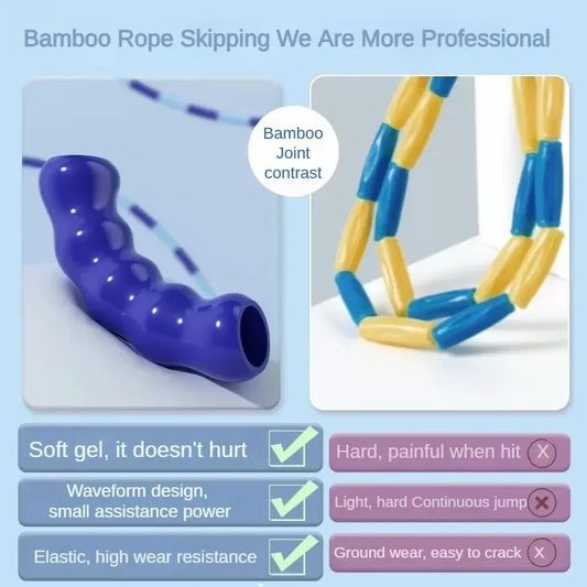 2.8m Soft Beads PVC Cord Silicone Skip Rope for Baby Kids Girls Exercise Fitness Jump Rope Adjustable Bamboo Beaded Jumping Rope