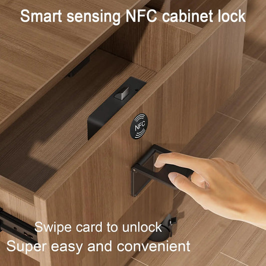 NFC Smart Cabinet Lock Magnetic Sensing Child Safety Baby Proofing Drawer Lock 2 Unlocking Methods Long Battery Life Universal