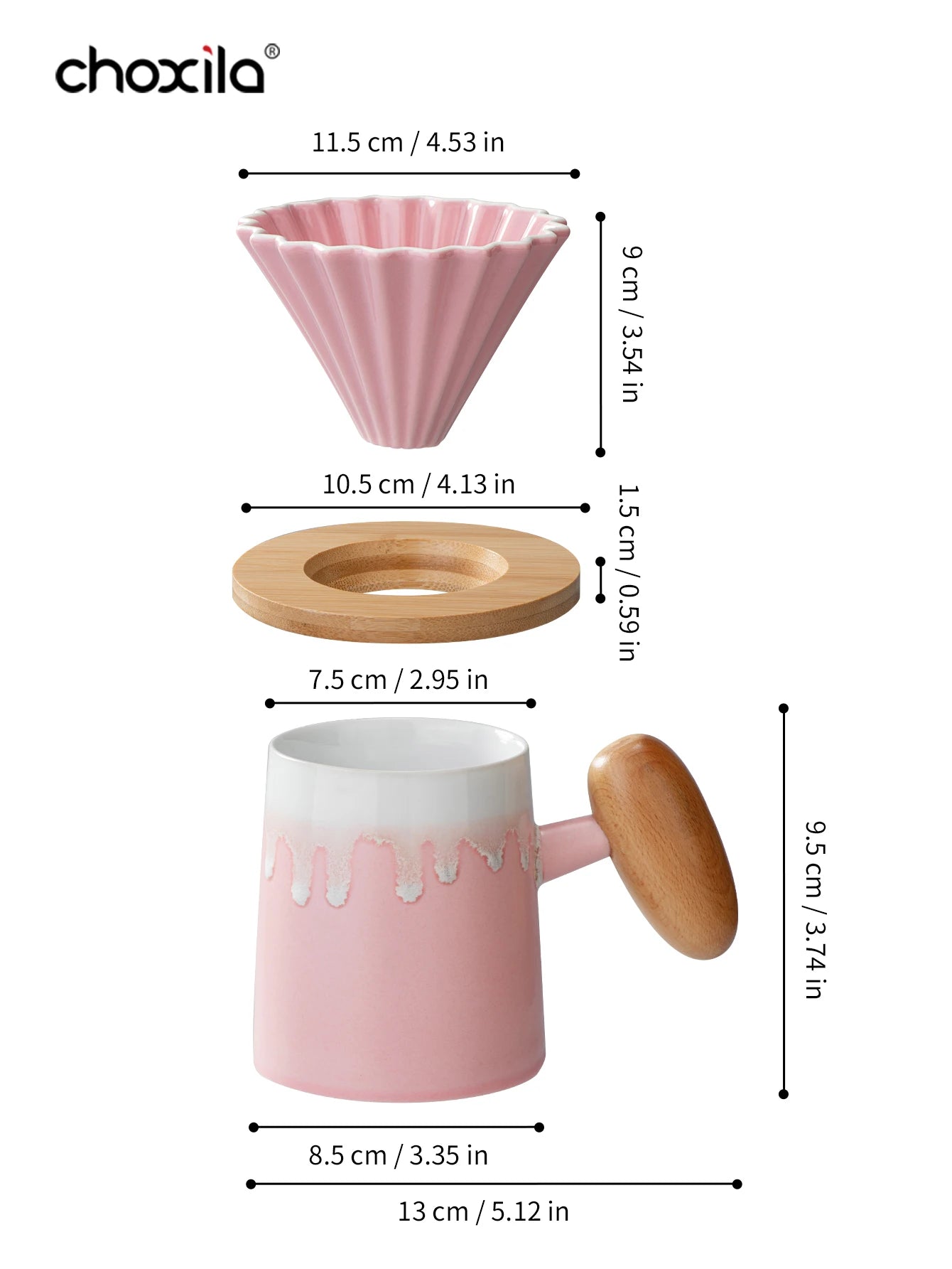 3pcs/set Pink Pour Over Coffee Set, Hand Brew Coffee Maker, Ceramic Coffee Pot Coffee Filter Dripper Coffee Accessories