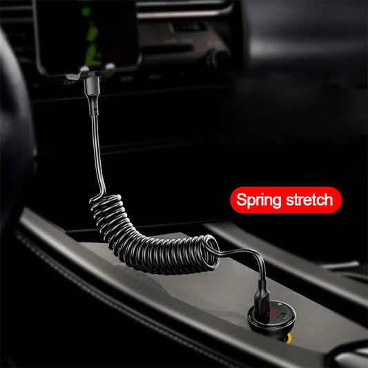 66W 5A USB Type C Spring Car Fast Charging Cable For Xiaomi Redmi POCO Samsung Huawei Honor Realme Phone Accessories USB C Cable