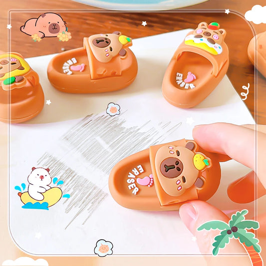 school teacher gift back to school supplies Aesthetic cute stationery Kawaii capybara funny erasers Slippers rubber cute things
