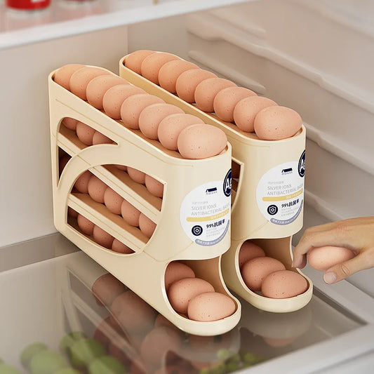Refrigerator Egg Holder – Slide Out Egg Storage Container for Fridge Door – Auto-Rolling Egg Dispenser