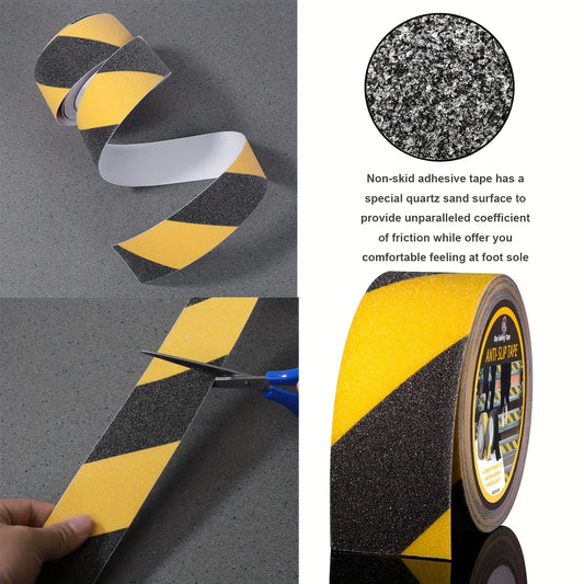 Anti slip safety tape, used for anti slip of stairs and steps, strong ground grinding tape (Yellow/black)hazard warning tape