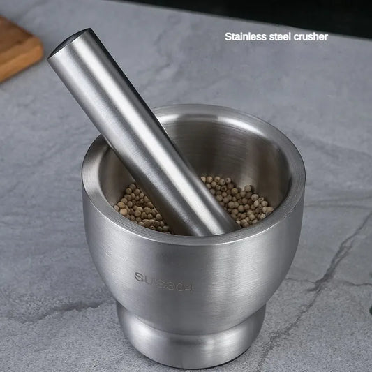 Stainless Steel Mortar and Pestle Kitchen Garlic Pugging Pot Pharmacy Bowl Pepper Spice Grinder Pot Household