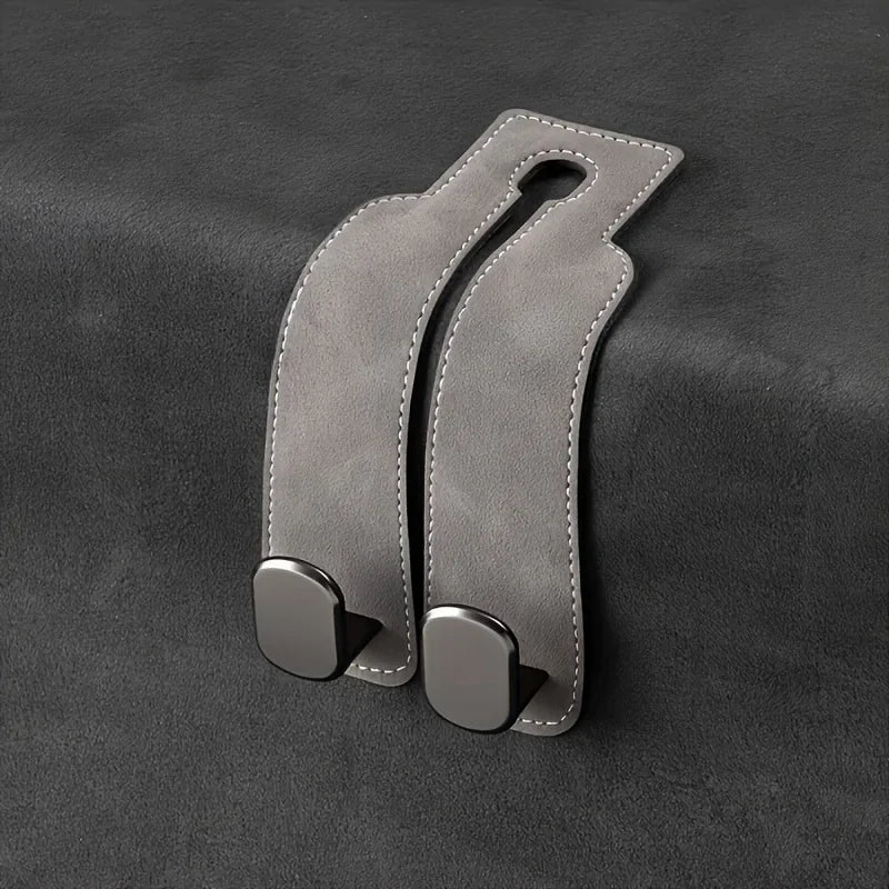 Car Purse Hook for Headrest - Premium Leather & ABS -Duty Hooks, Easy Install Car Seat Back Storage Hook