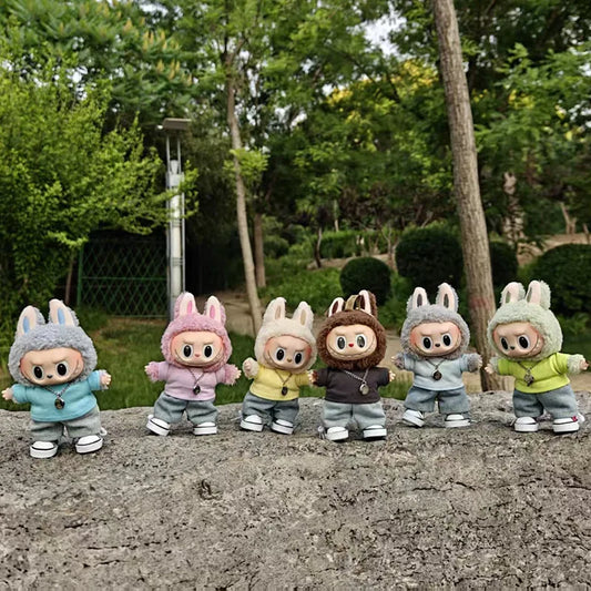 Labubu 3.0 Doll 15/17cm Hoodie with Jeans Set Outfit Accessories for Ropa Labubu