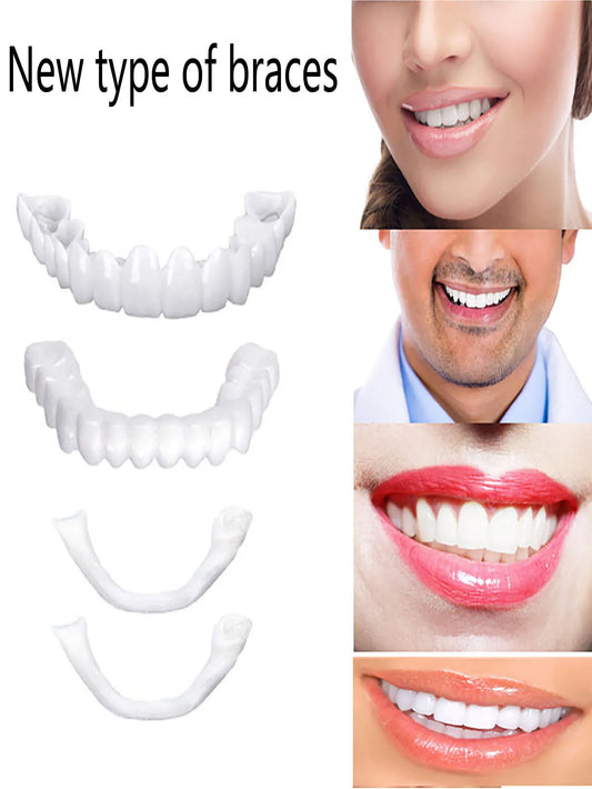 1/2/5Pcs The New Type Of Hole-Free Upper And Lower Teeth Combination Simulation Teeth Whitening Contains Dental Gel/Tweezers