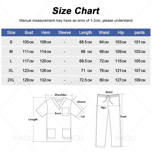 Scrubs Uniforms Sets Medical Nursing Hospital Working Clothes Solid Color Surgical Gowns Breathable Scrub Top Joggers Pants Suit