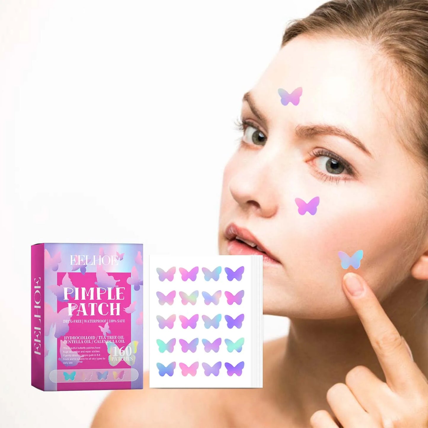 Pimple Patches for Face Cute Butterfly Shaped Acne Patches Hydrocolloid Cute Zit Stickers Parches Para Acne