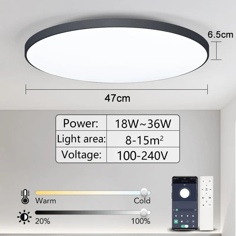 Smart LED Ceiling Light APP Luster Remote Control Appliance 36W 50W 80W interior Home Decor Fixture Bathroom Bedroom