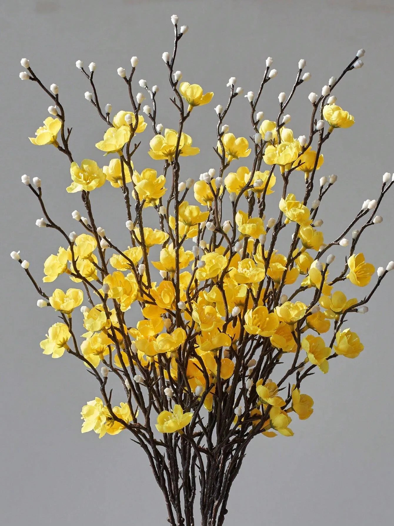 21.65 Inch Artificial White Plum Blossom Mini Wintersweet Faux Flower for Chinese Style Home Décor Arrangement