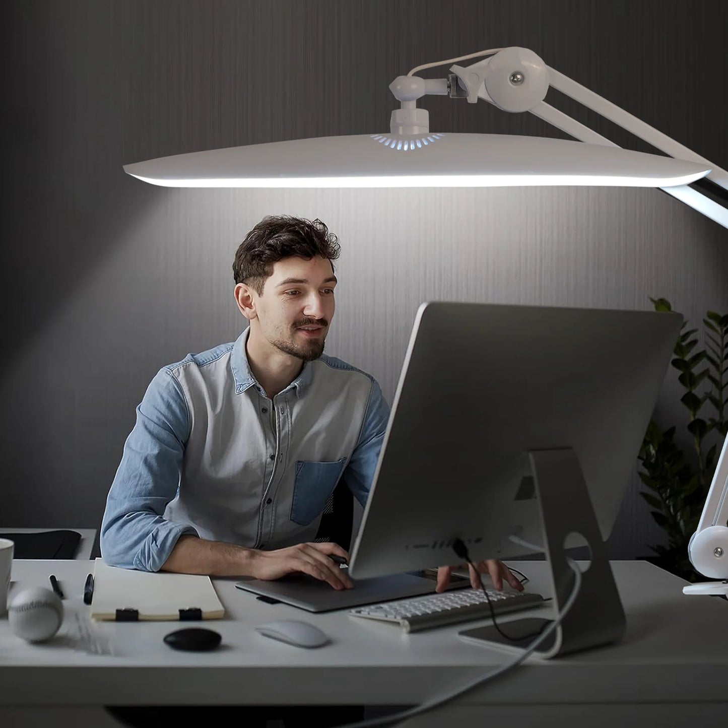 LED Task Lamp,24W Super Bright Desk Lamp,117 Pcs SMD LED,4 Level Brightness,Dimmable,Task LED Light for Home,Office,Workbench