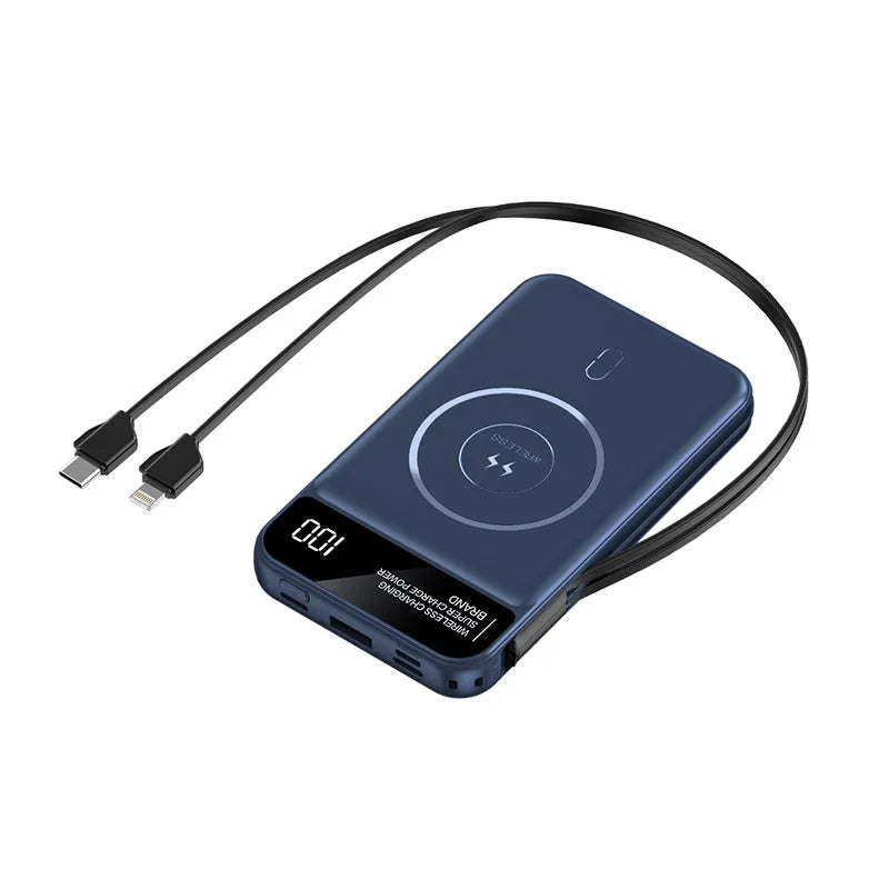 New Portable Built in Cables Magnetic Wireless Power Bank PD35W Fast Charging 20000mAh Large Capacity Powerbank for iPhone 16 15