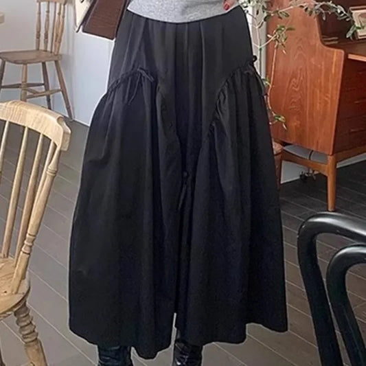 Bow Patchwork Womens Skirt Draped Skirts High Elastc Waist A-line Ropa Mujer Ruched Faldas 2025 Spring Summer Clothing