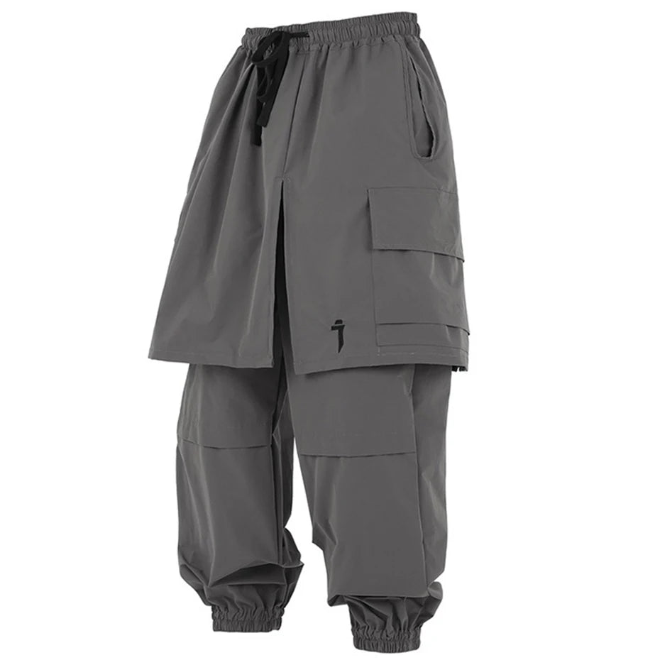 Techwear Tactical Skirt Pants Men's Fashion Streetwear Baggy Cargo Pants Joggers Black Loose Sweatpants