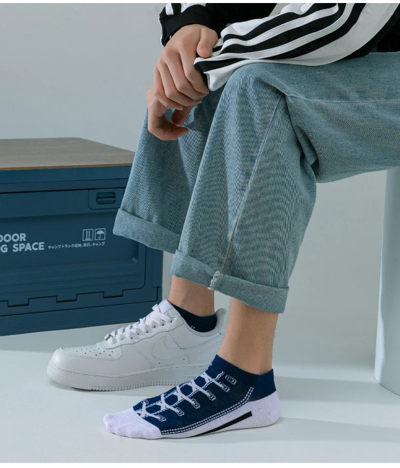 5 pairs of autumn and winter men's sports socks for summer leisure, sweat wicking, comfortable, lightweight, breathable basketba