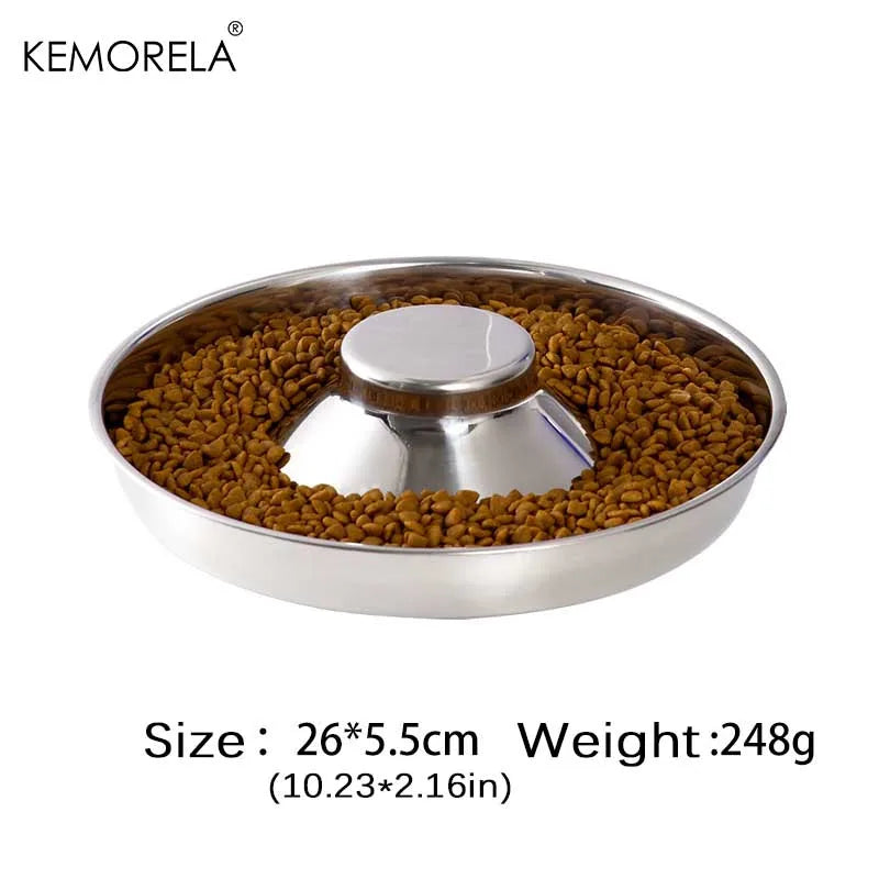 1PC Stainless Steel Dog Slow Feeder Bowl Puppy Litter Food Feeding Dish Weaning Water Bowl Pets Feeder Bowl and Water