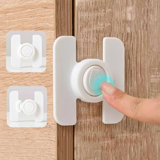 2pcs Child Multi Functional Safety Locks Double Buckle Lock for Refrigerator Cabinet Lock Anti-Pinching Hand Security Protection