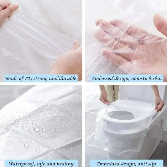 10/50PCS Biodegradable Disposable Plastic Toilet Seat Cover Portable Safety Travel Bathroom Toilet Paper Pad Bathroom Accessory