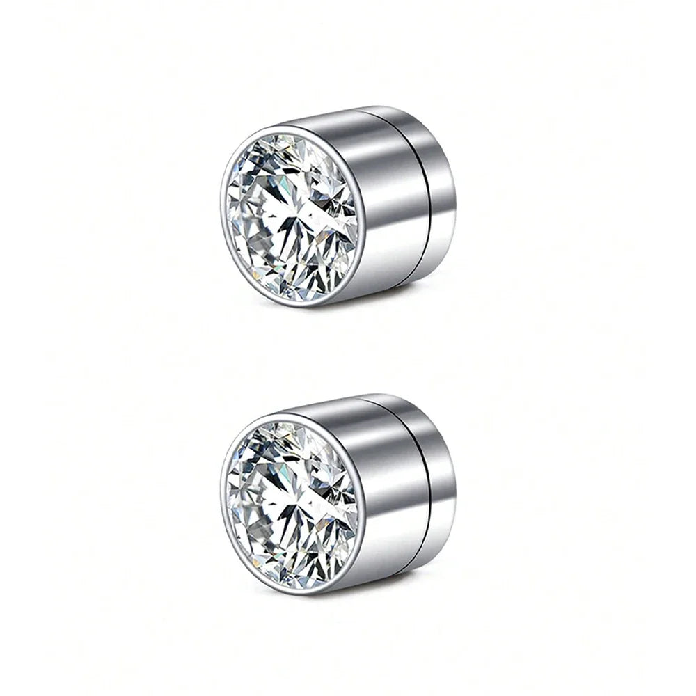 2Pcs CZ Dia 3-5mm Faux Non Pierced Ear Ring Ear Cuff Stainless Steel Fake Ear Ring Studs For Women Men No Piercing Body Jewelry