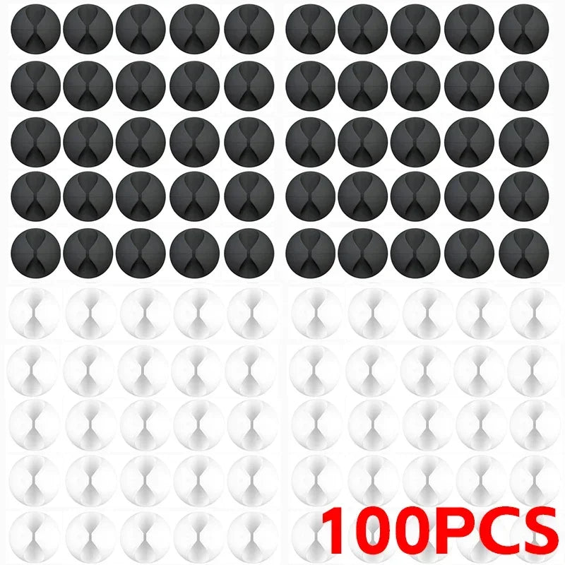 100-1PCS Desktop Wall Cable Clips Wire Management Self-Adhesive Cord Organizers Holder Clamp for USB Network Headphone Cables