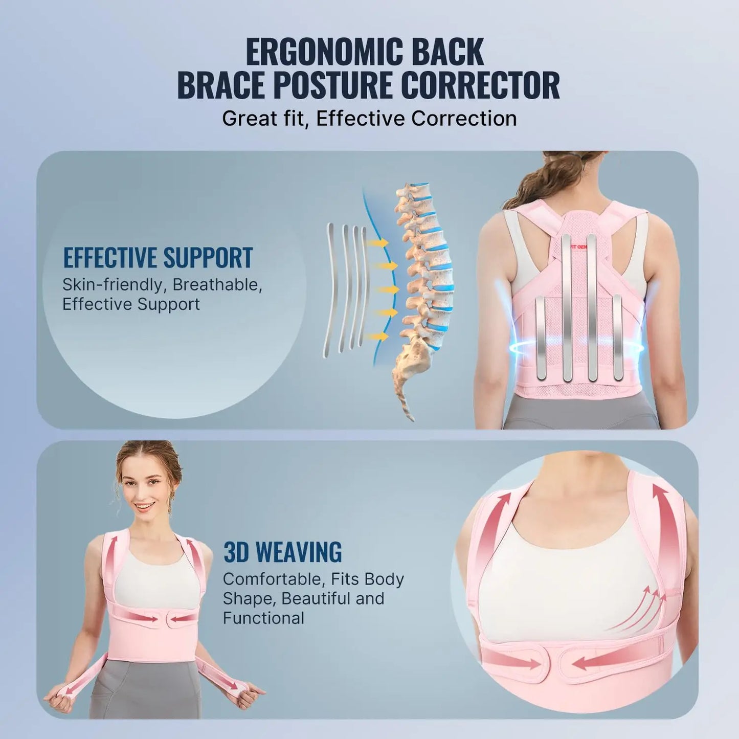 Back Brace Posture Corrector for Women: Shoulder Straightener Adjustable Full Back Support Upper and Lower Back Pain Relief
