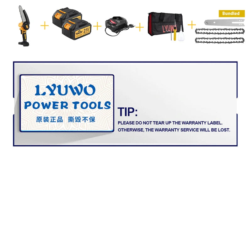 LYUWORechargeable Brushless Household Mini Electric Saw Handheld Saw Wood Cutting Saw Woodworking Saw Outdoor Electric Chain Saw