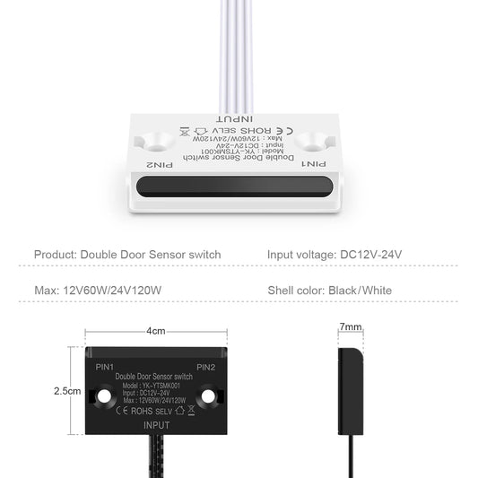 Smart Double Door Proximity Sensor Switch DC 12V-24V LED Light Switch For Wardrobe Cabinet Closet Backlight DIY Control Switch
