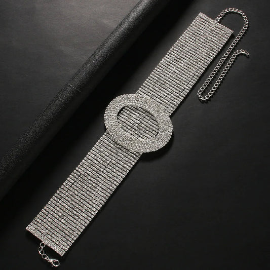 Fashion Design Short Choker Necklace Accessories Party for Women Luxury Gift Chunky Rhinestone Collar Necklace Bridal Jewerly