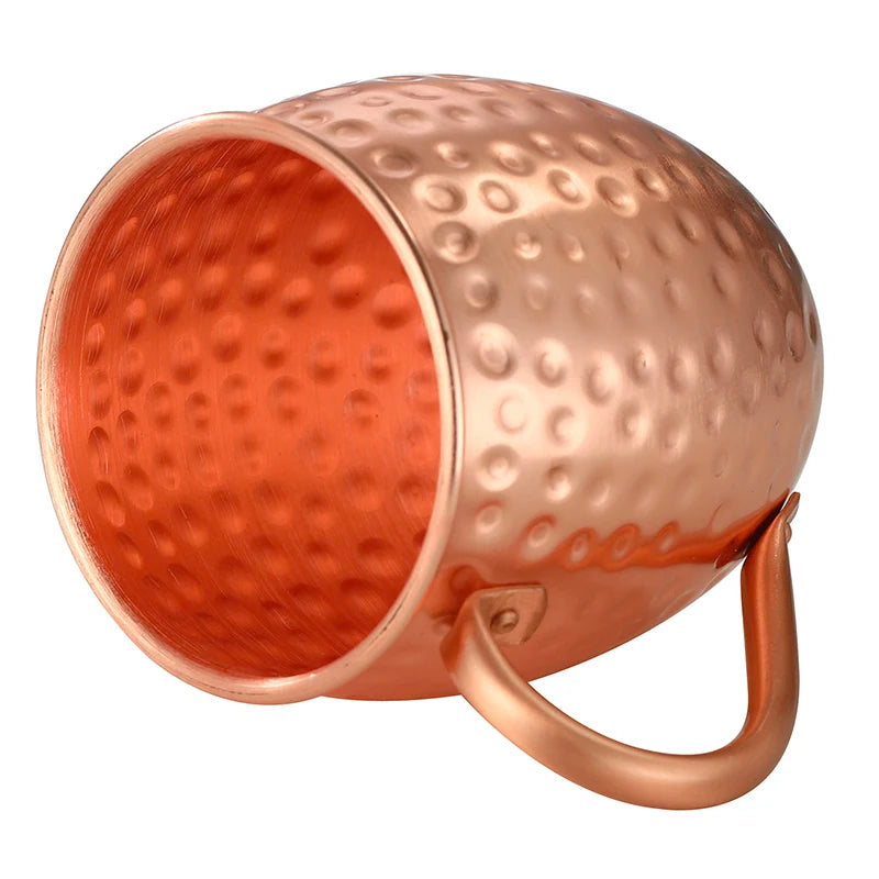 Moscow Mule Copper Mugs | Set of 4 Hammered Cups with Strong Riveted Handle Hold 540ml ( 18oz)