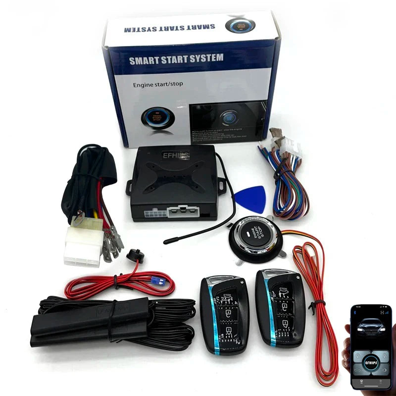 Universal auto start stop keyless entry system engine start alarm system push one-button start system remote car accessories